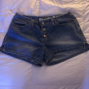 Paris Blues Blue Jean Shorts with Cut-Off Hem